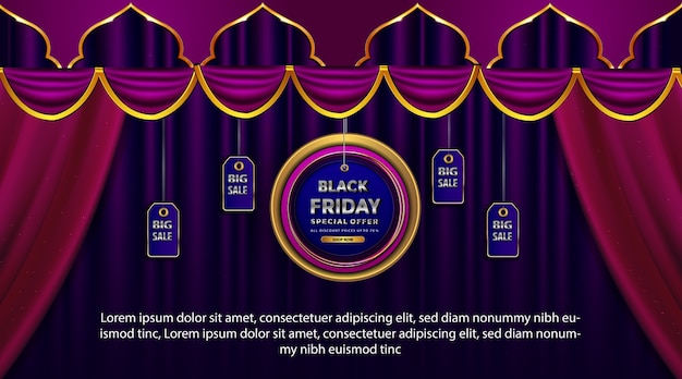 Vector luxury black friday promotion banner with special offer islamic