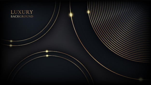 Fondo astratto di forma del cerchio elegante nero e oro di lusso