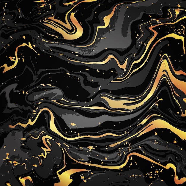 Luxury Black and Gold Marble texture background vector. Panoramic Marbling texture design