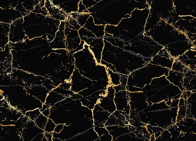 Vector luxury black and gold marble texture background vector. panoramic marbling texture design