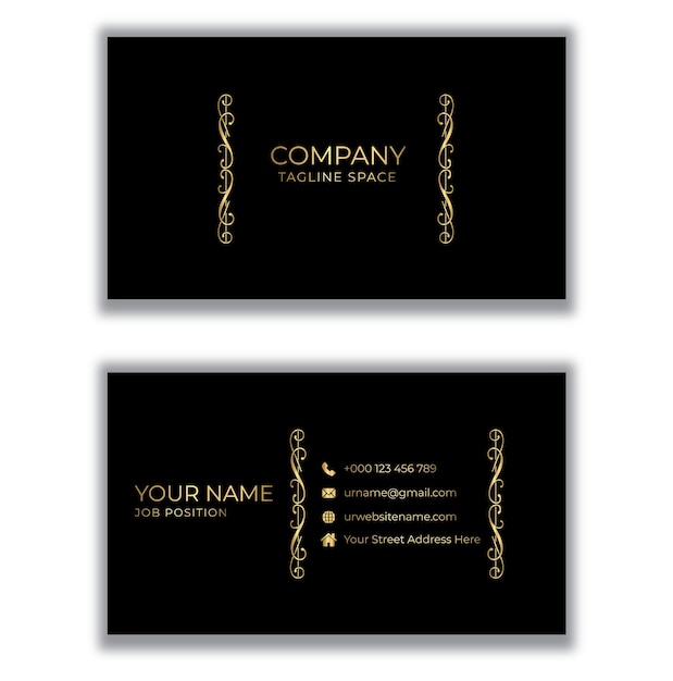 LUXURY BLACK AND GOLDEN BUSINESS CARD.