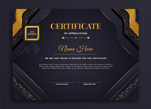 Luxury black and golden certificate of achivement design template