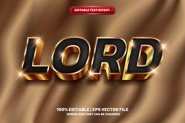 Luxury black lord gold bold 3D Editable text Effect Style