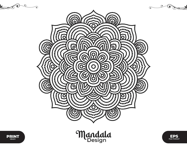 Luxury black mandala design for background print poster cover brochure flyer banner wedding