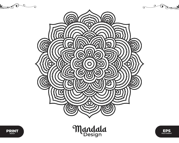 Design mandala nero di lusso per lo sfondo stampa poster copertina brochure volantino banner matrimonio