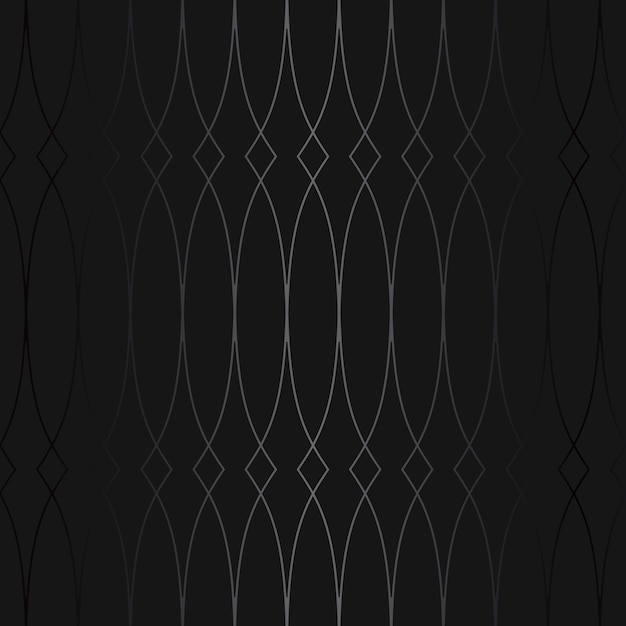 Роскошный черный металлический градиентный фон с геометрическим бесшовным рисунком современного орнамента