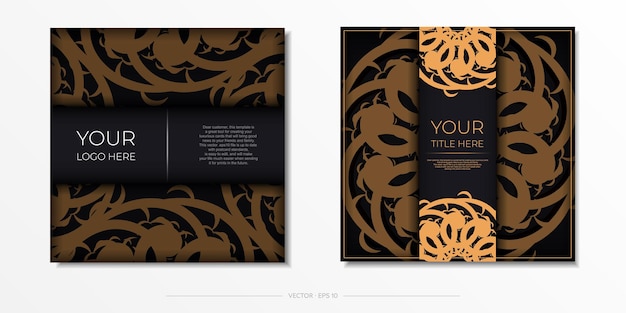 Luxury black square postcard template with vintage abstract mandala ornament Elegant and classic vector elements are great for decoration