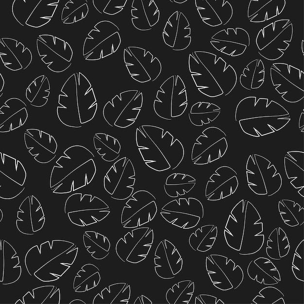 Luxury black and white background vector Floral pattern fantasy leaf plant line arts Vector illustration