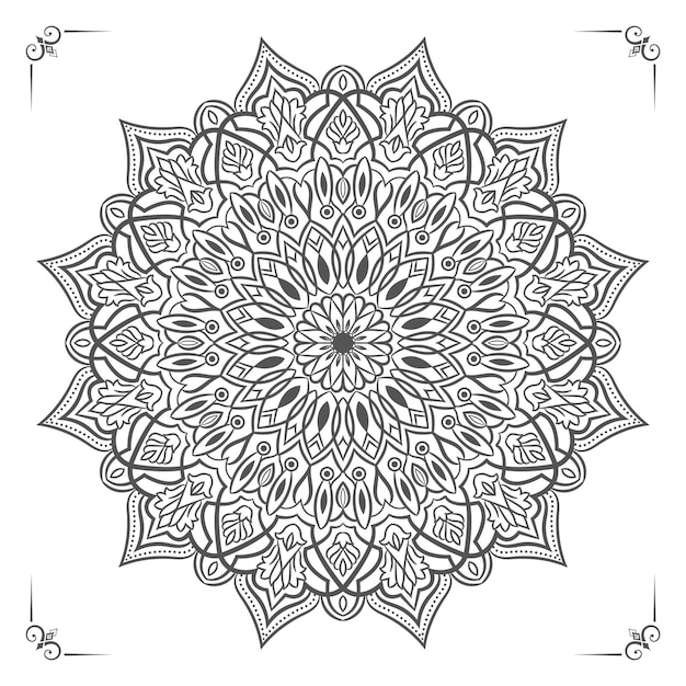 Luxury black and white mandala background in vintage style for wedding invitation card