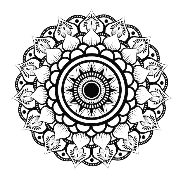 Mandala di lusso in bianco e nero