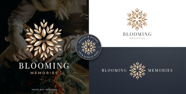 Design del logo del fiore in fiore di lusso