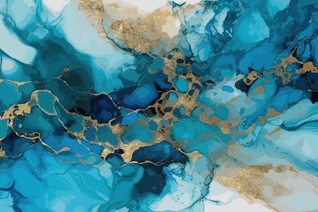 Luxury blue abstract background of marble liquid ink art painting on paper