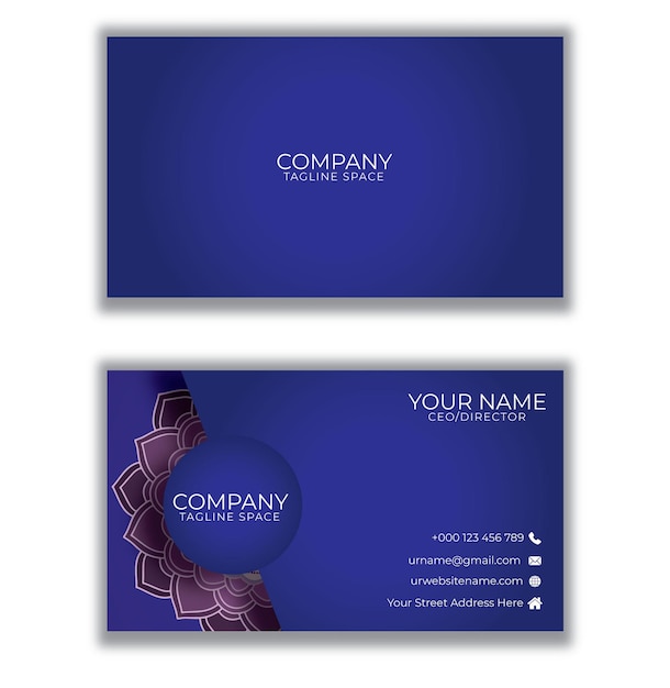 LUXURY BLUE AND GOLDEN BUSINESS CARD TEMPLATE.