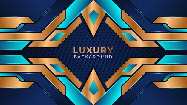 Luxury Blue Golden Gradient light effects Background Design Template