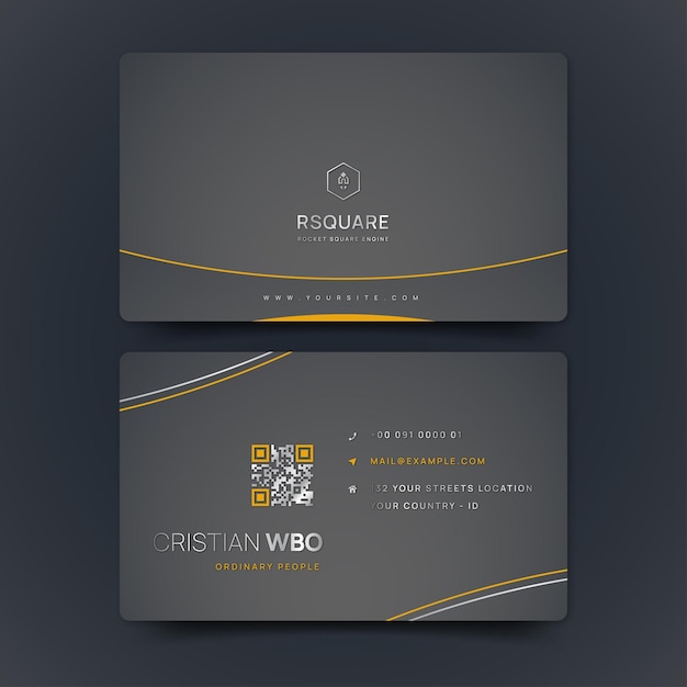 Luxury blue yellow and silver business card template