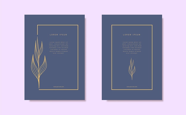 Vector luxury botanical cover template vector set. gold botanical ornament for flyer, banner layout template collection