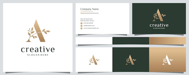 Luxury botanical letter a logo design