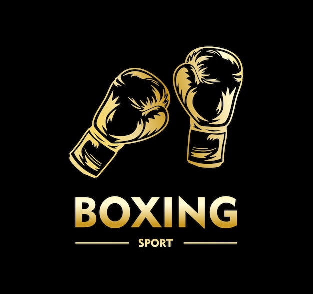 Luxury boxing gloves with gold color logo template