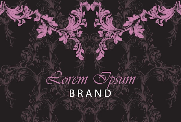 Vector luxury brand card with baroque ornament decor. handmade templates