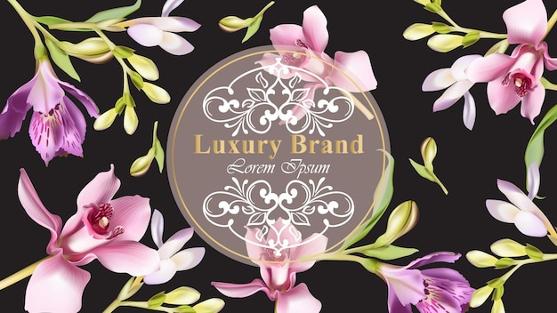 Luxury brand card with orchid flowers