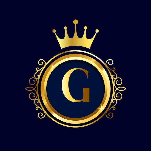 Vector luxury brand letter g logo with crown