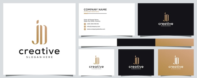 Luxury brand letter j and d logo with business card design