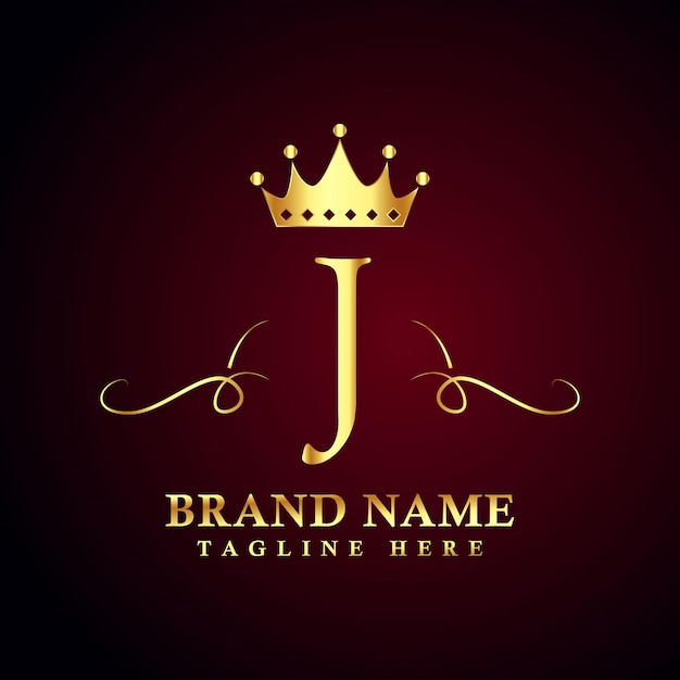 Luxury brand letter J logo with crown