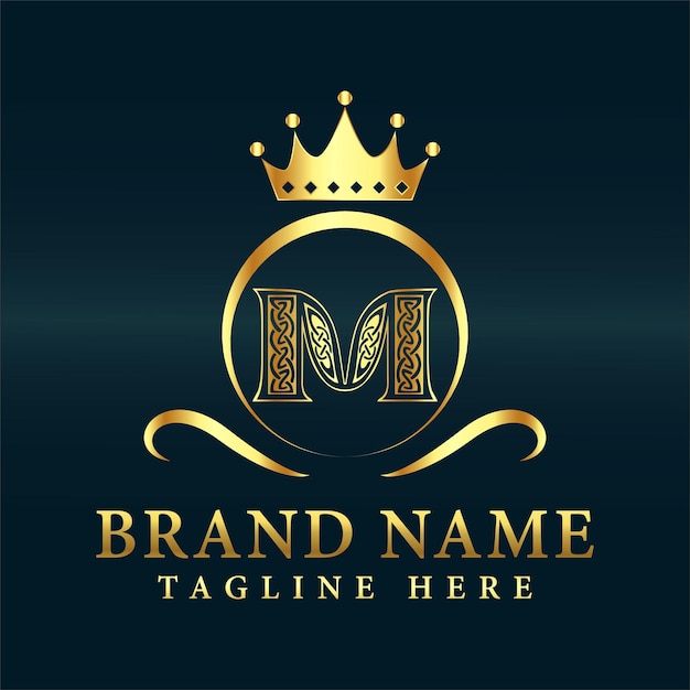 Vector luxury brand letter m logo with crown