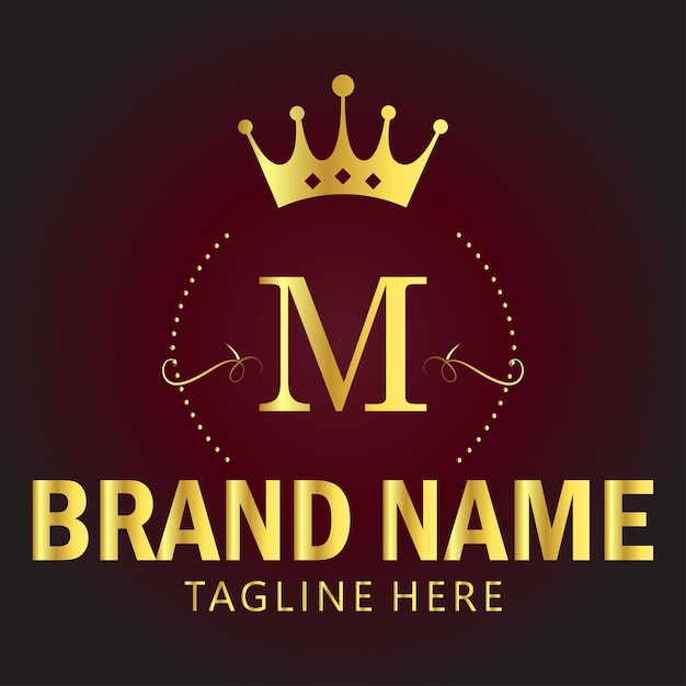 Luxury brand letter m logo with crown