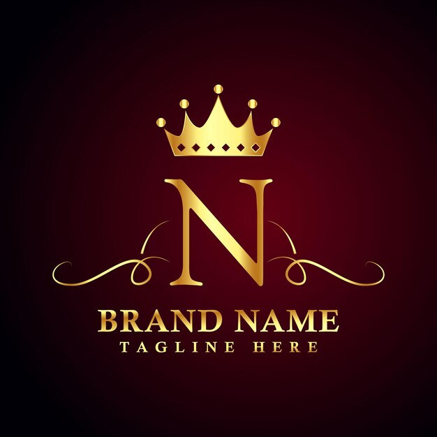 Vector luxury brand letter n logo with crown