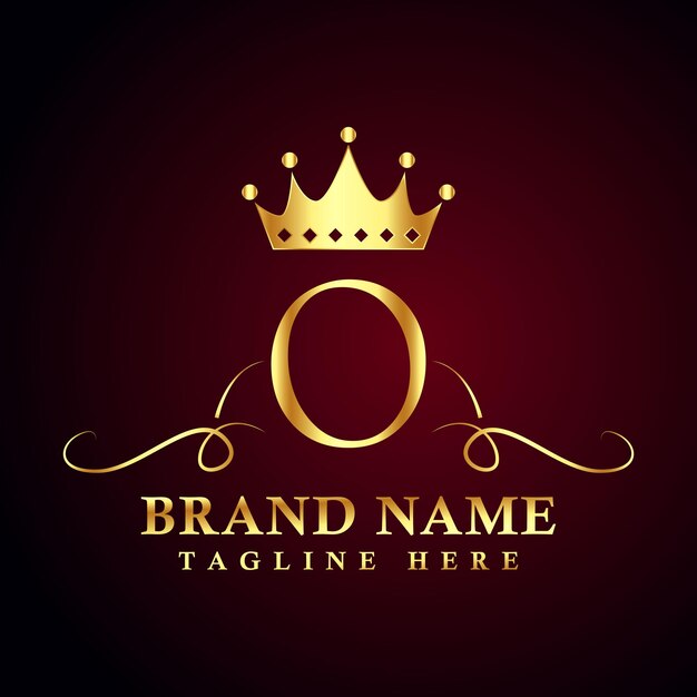 Luxury brand letter o logo with crown