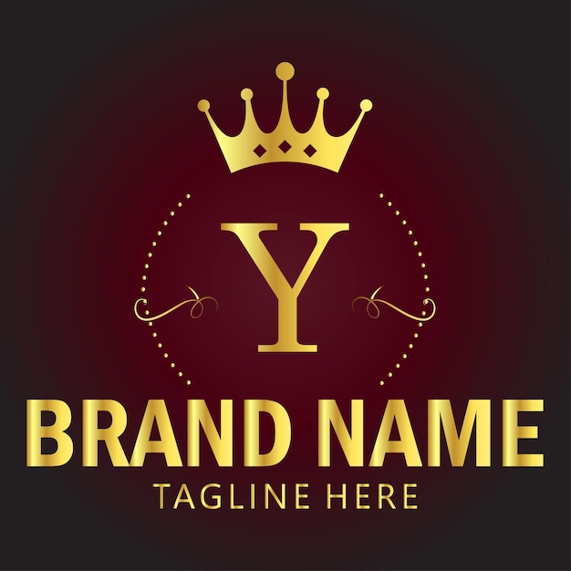 Luxury brand letter Y logo with crown