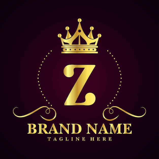 Логотип роскошной марки с буквой Z с короной