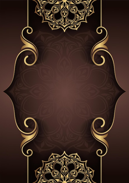 Vector luxury brown background with gold mandala ornaments