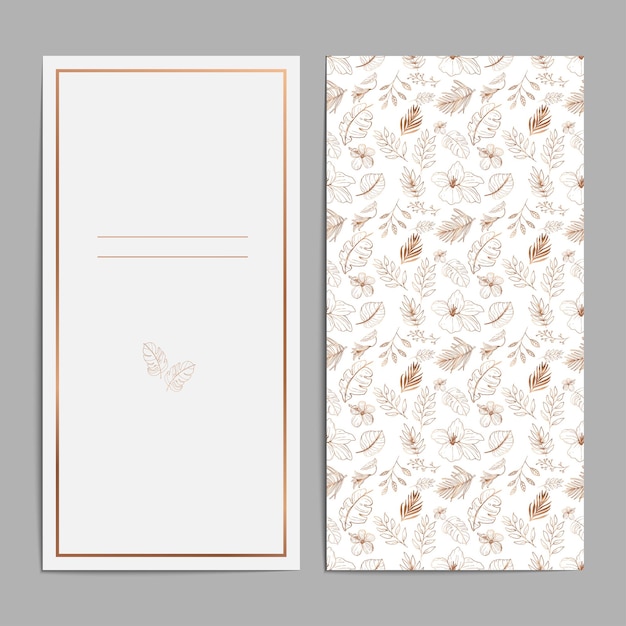 Luxury brown gold floral wedding card invitation