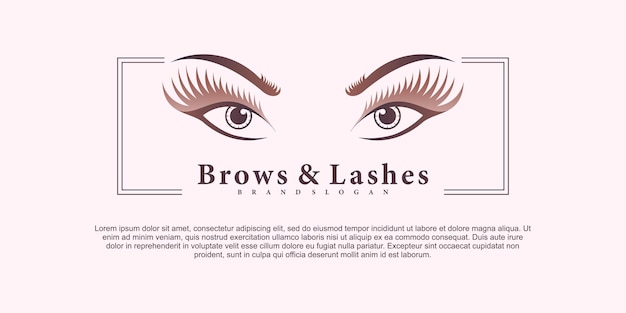 Luxury brows and lashes logo with modern abstrcak element premium vektor