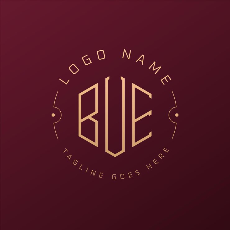 Vector 럭셔리 bue 로고 디자인 우아한 글자 bue 모노그램 로고 미니멀리즘 다각형 bue 로그 디자인 템플릿