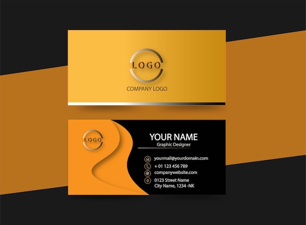 Luxury business card black golden wave