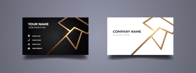 Luxury business card black and white background elegant abstract golden lines design