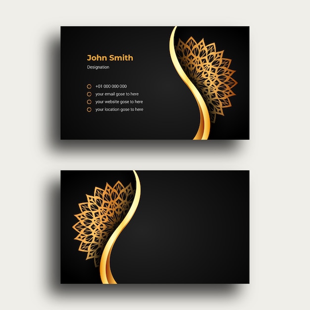 Luxury business card design template with luxury ornamental mandala arabesque background