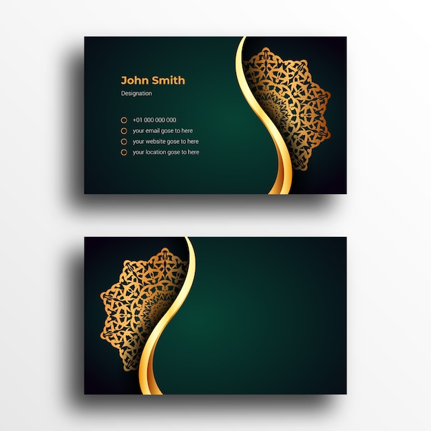 Luxury business card design template with luxury ornamental mandala arabesque background