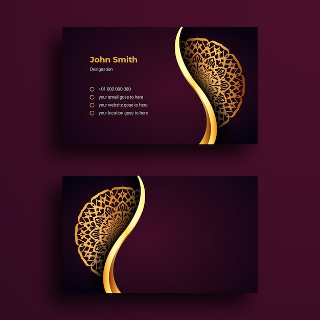 Luxury business card design template with luxury ornamental mandala arabesque background