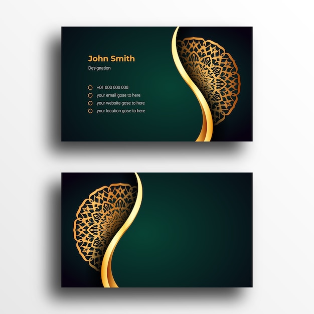 Luxury Business Card Design Template With Luxury Ornamental Mandala Arabesque Background