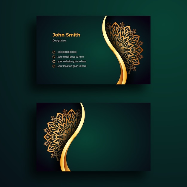 Luxury Business Card Design Template With Luxury Ornamental Mandala Arabesque Background