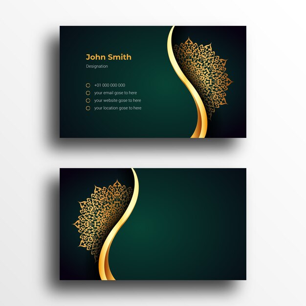 Vector luxury business card design template with luxury ornamental mandala