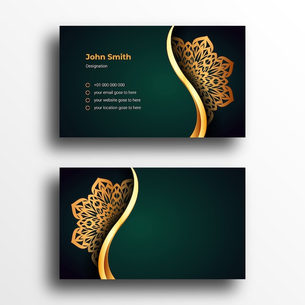 Роскошный шаблон дизайна визитной карточки с роскошной декоративной мандалой