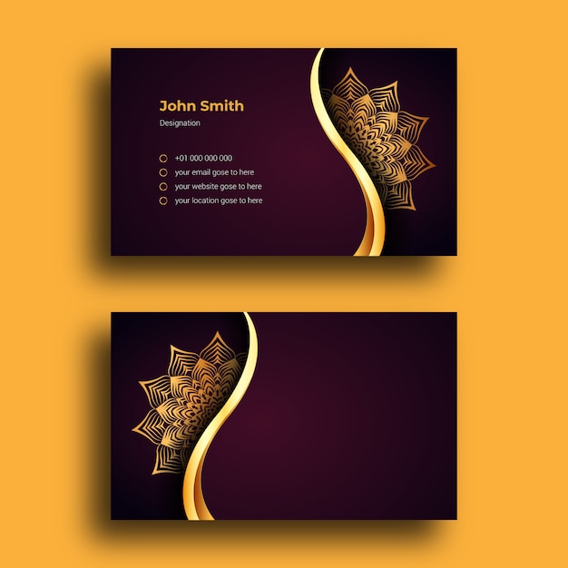 Luxury business card design with mandala arabesque