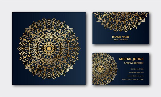 Luxury business card mandala  golden decoration Premium Vector background  