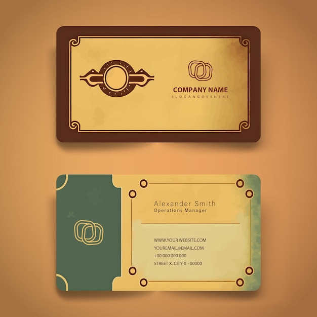 Luxury business card template in vintage style illustration