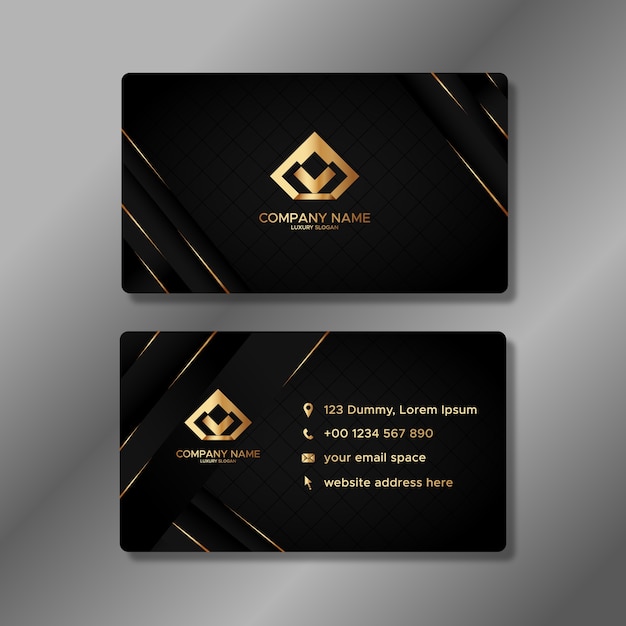 Vector luxury business card template with golden shapes